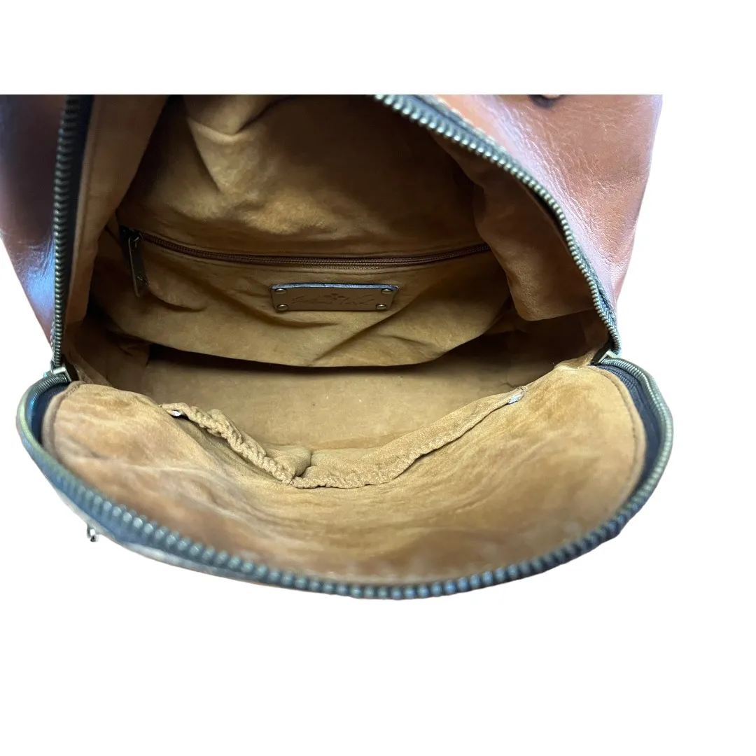 Patricia Nash leather Montioni Convertible Backpack Signature Map brown - Image 11