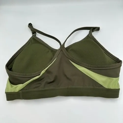 Nike Dri Fit‎ Sports Bra Size XL Olive Green Light Green Accents Strappy Back - Image 6
