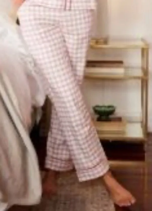 Lake Pajamas Red & White Windowpane Flannel 100% Cotton Pajama Pants Small Warm - Image 1