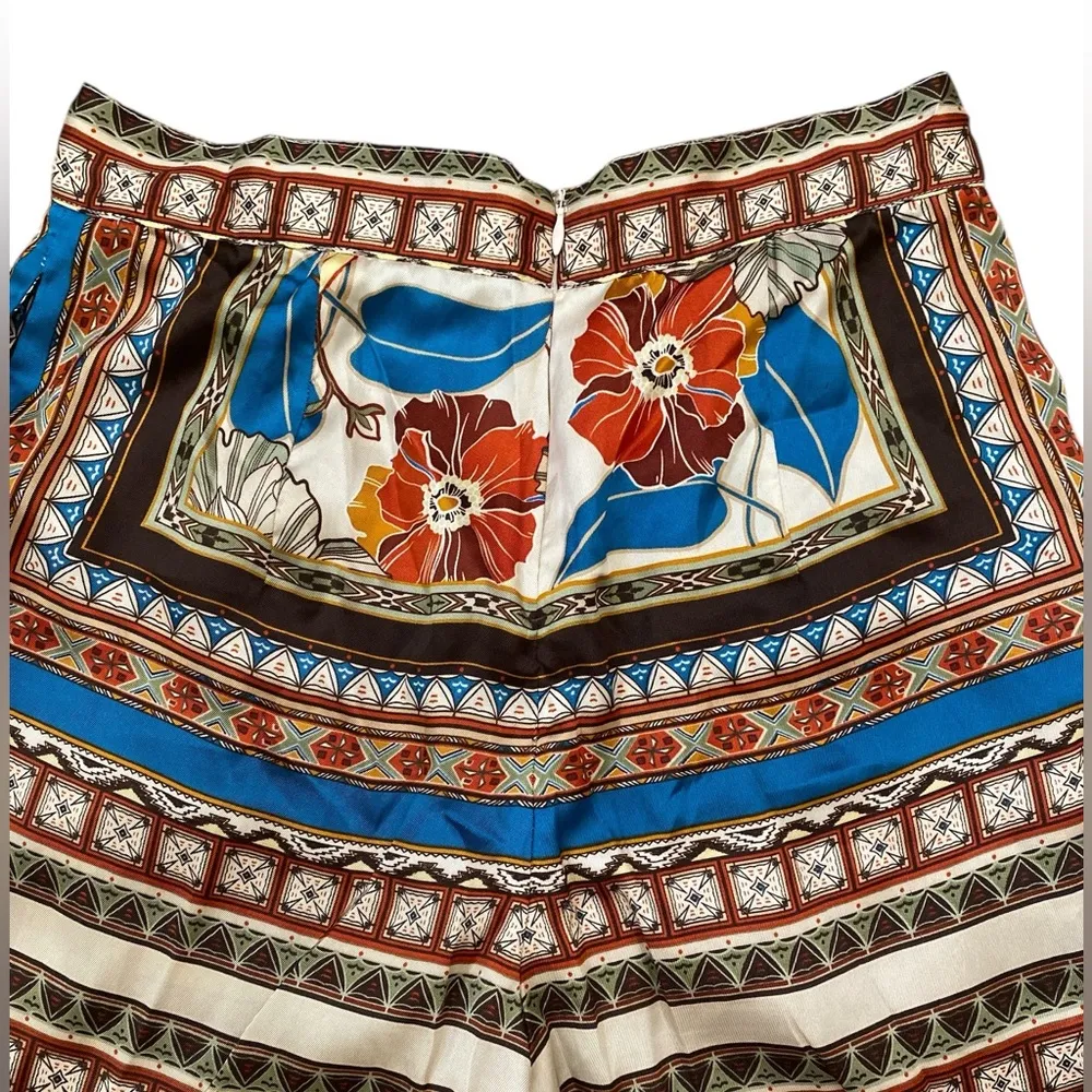 Beautiful Boho Floral Silky High Waist Wide Leg Flowy Vacation Pants - Image 2