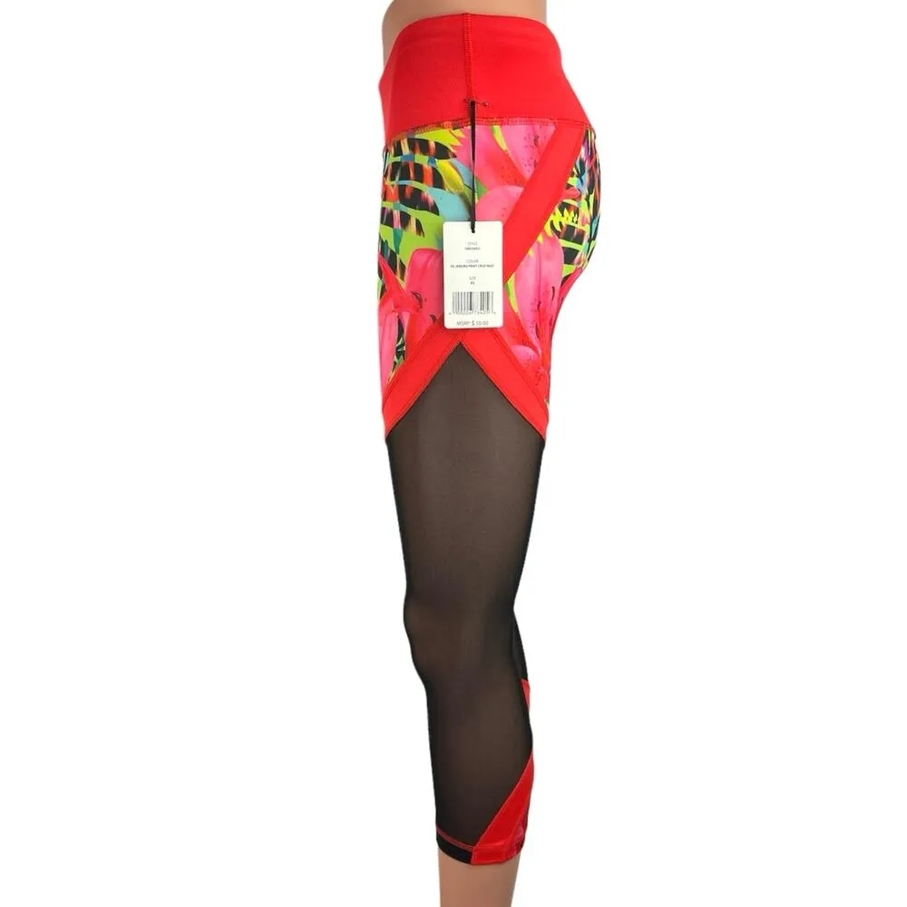 Reflex De Janeiro NWT Multicolor Tropical Mesh Stretch Pull On Crop Legging XS - Image 2