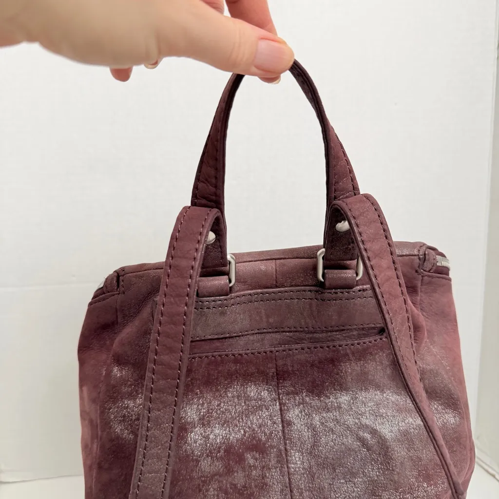 Hobo River Backpack Purse Leather Boho Bohemian Travel Wine Plum Graphite Silver - Image 13