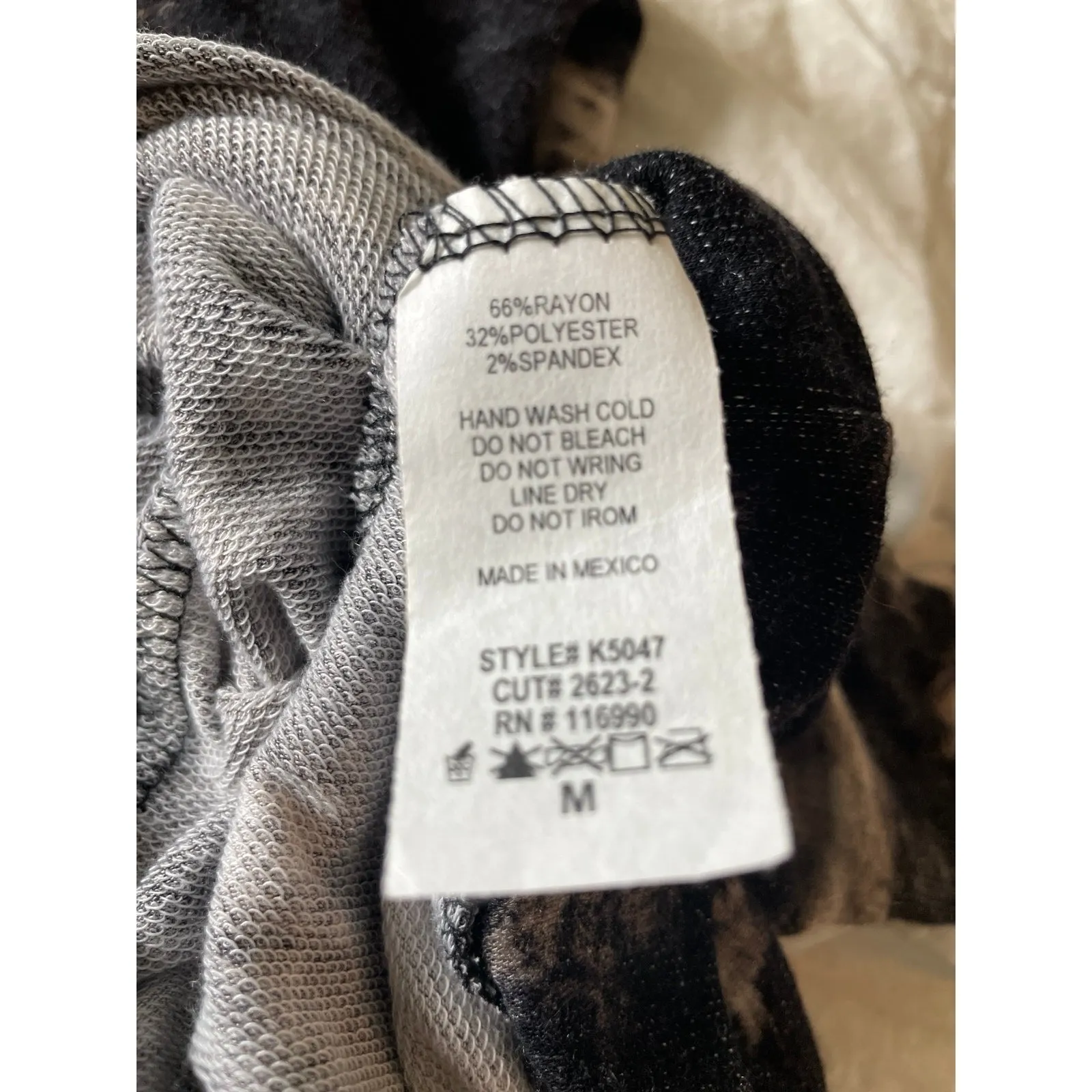 GINGER G BLACK GRAY TIE DYE SWEATER‎ HOODIE SIZE MEDIUM - Image 7