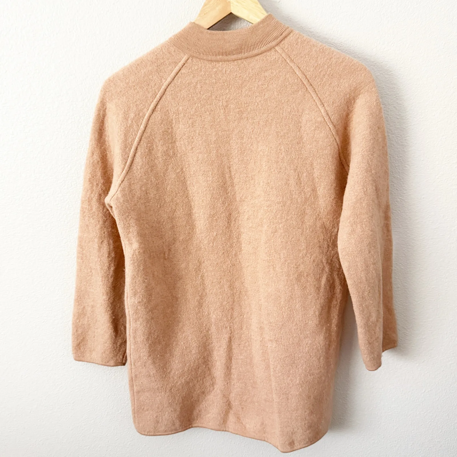 MADEWELL | Bomber Sweater Jacket Peach Tan Warm Apricot Zip Boiled Wool | Small - Image 3