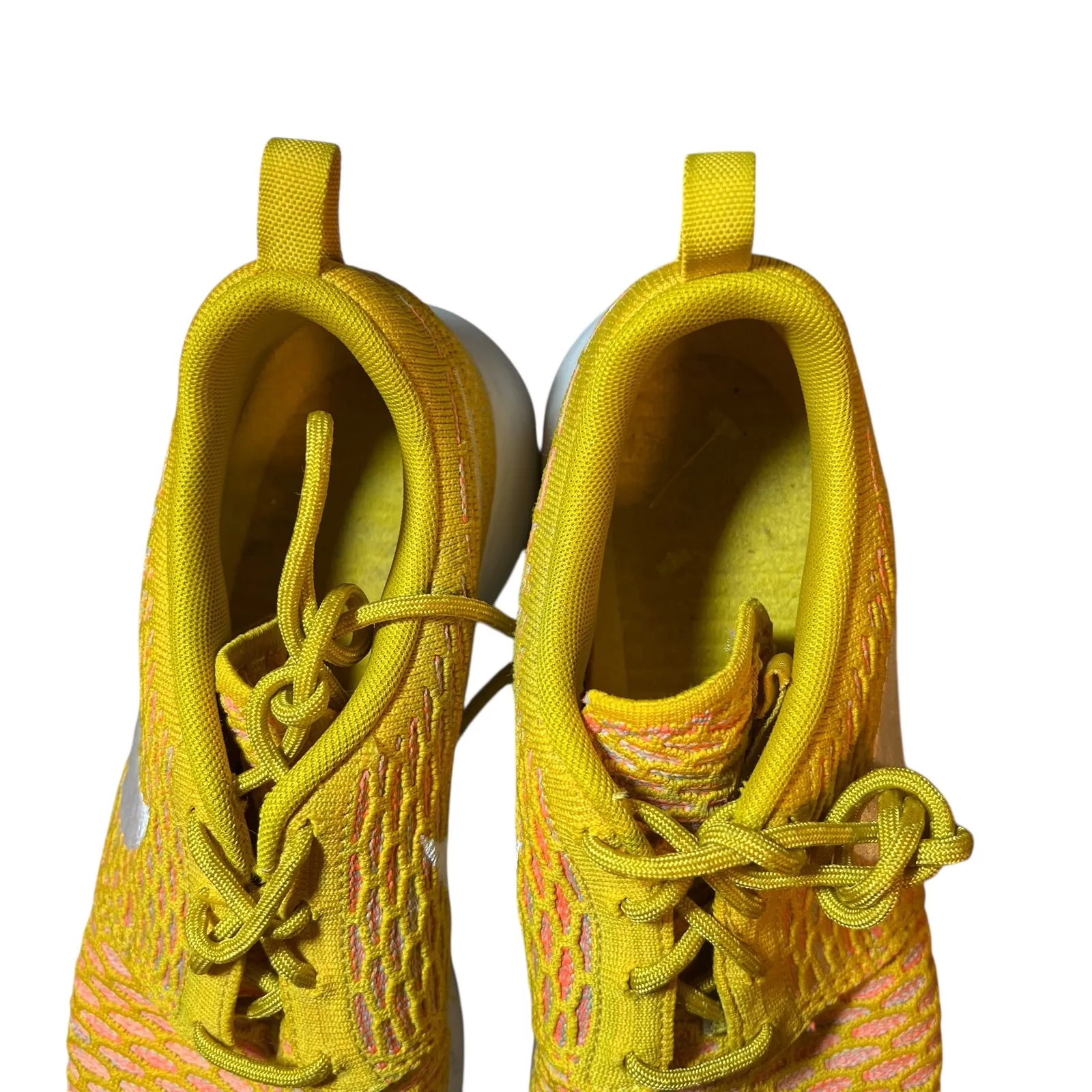 Nike Roshe FlyKnit Yellow Pink Running Athletic Sneakers Shoes Womens Size 9.5 - Image 4