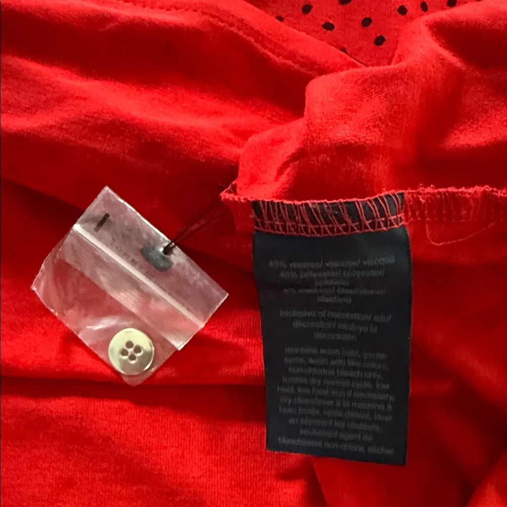 Tommy Hilfiger Red Polka Dot Button-Trim Top – Size xl - Image 10