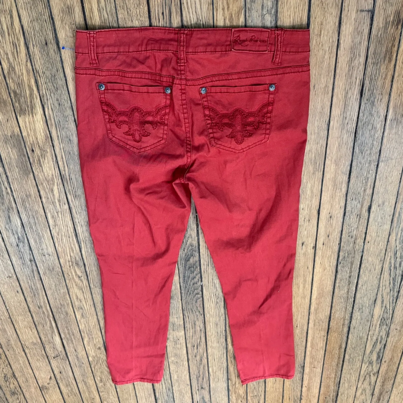 Royal Premium Colored Denim Jeans Embroidered Pockets Size 8‎ Red - Image 9