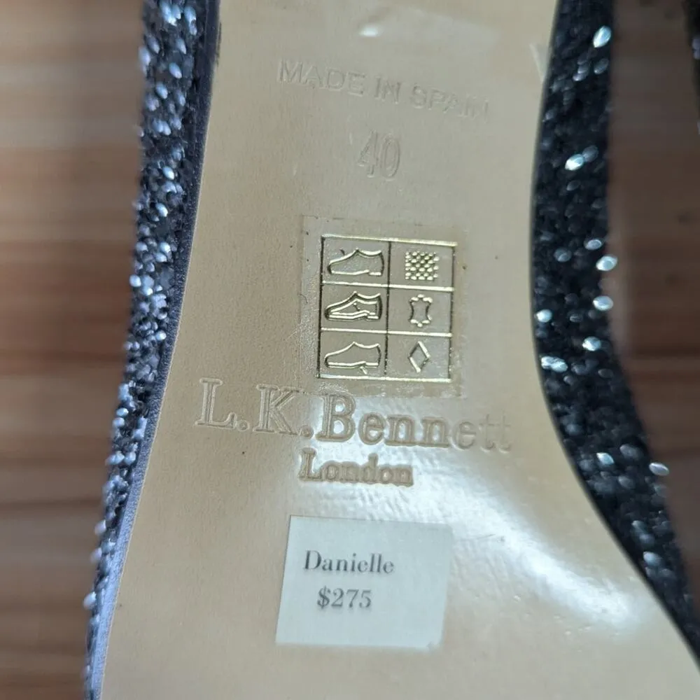 LK Bennett Danielle Black Sparkly Round Toe Block Heels EU Size 40 US Size 10 - Image 15