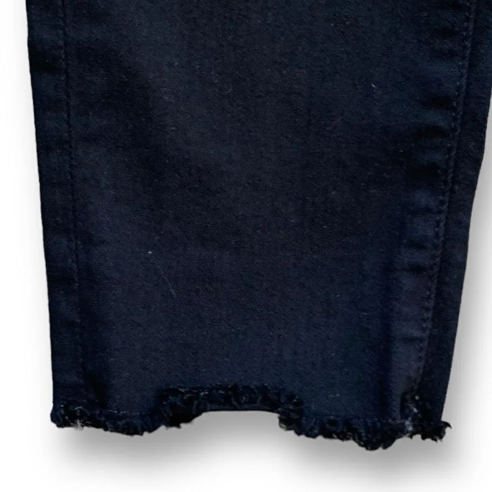 Frame Le Skinny De Jeanne Noir Rips Jeans Black Raw Hem Destroyed Midrise Denim - Image 4