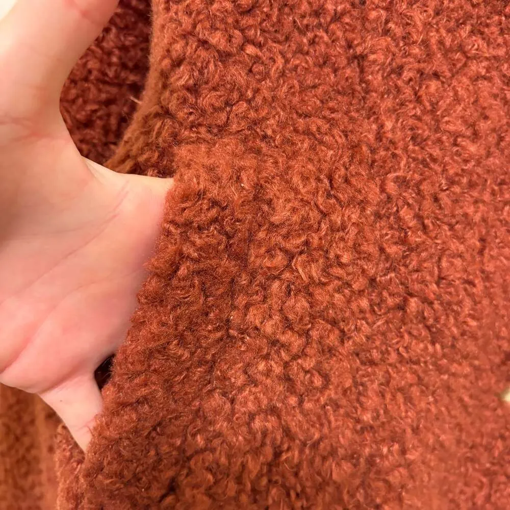 Faherty Rust Sherpa Teddy Jacket Button Front Fleece Coat Size Large MSRP$349 - Image 7