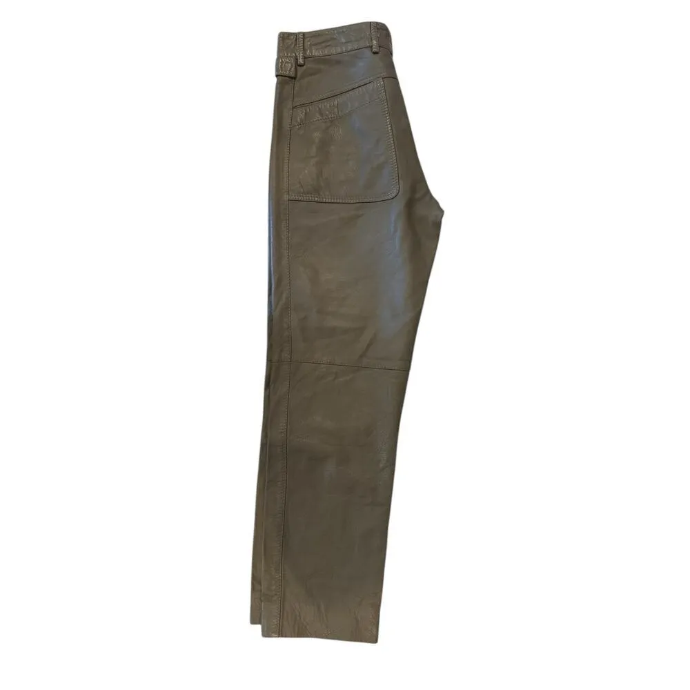 Vagrant Italia Vintage Brown Leather Women’s Pants Made in Italy Size 46 Size L - Image 3