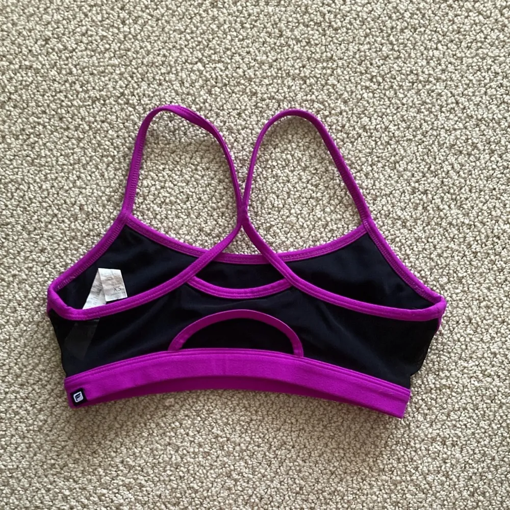 Fabletics Light Support Y Back Strappy Bra with Mesh Size XS Purple Like New - Image 2