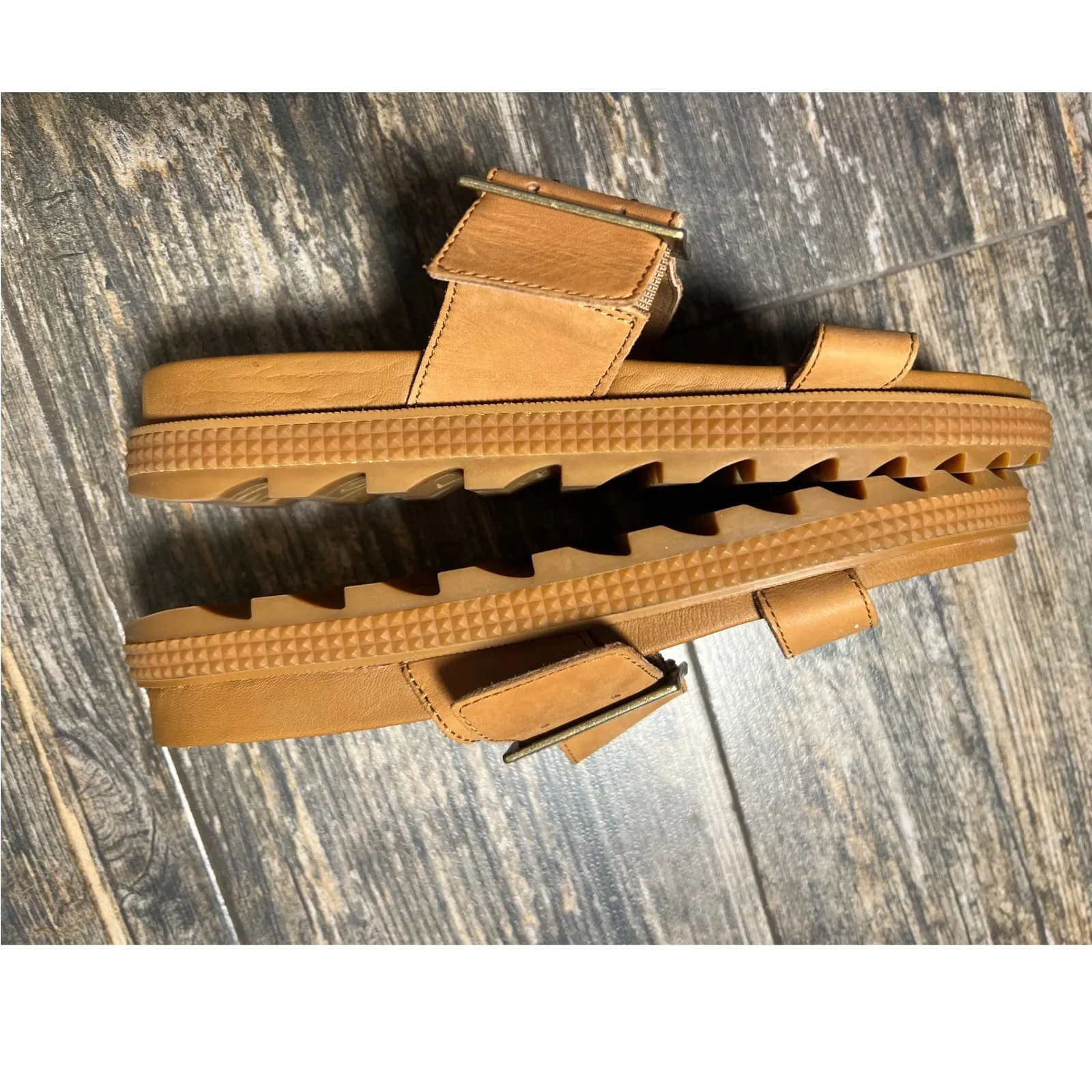 SOREL Roaming Buckle Slide Sandals Tan Platform Lug Sole Women 9.5‎ Beach Summer - Image 8