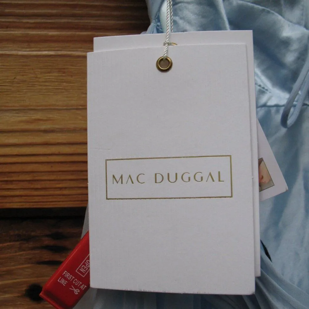 NWT Mac Duggal 67911 Ruffled Tiered Cut Out Chiffon Gown Dress Blue 2 - Image 15