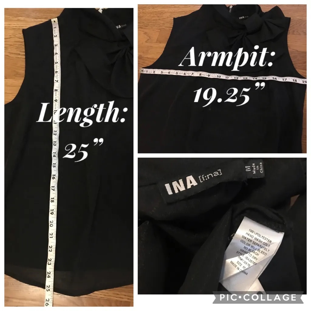 Bow Knot Sheer Sleeveless Black Blouse size M - Image 9