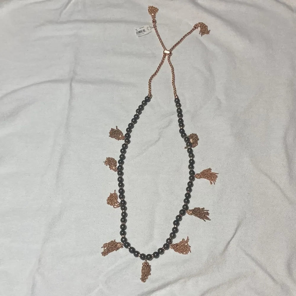 Kendra Scott Vanina Necklace Rose Gold Pyrite Beads Tassel Fringe Layering NWT - Image 6