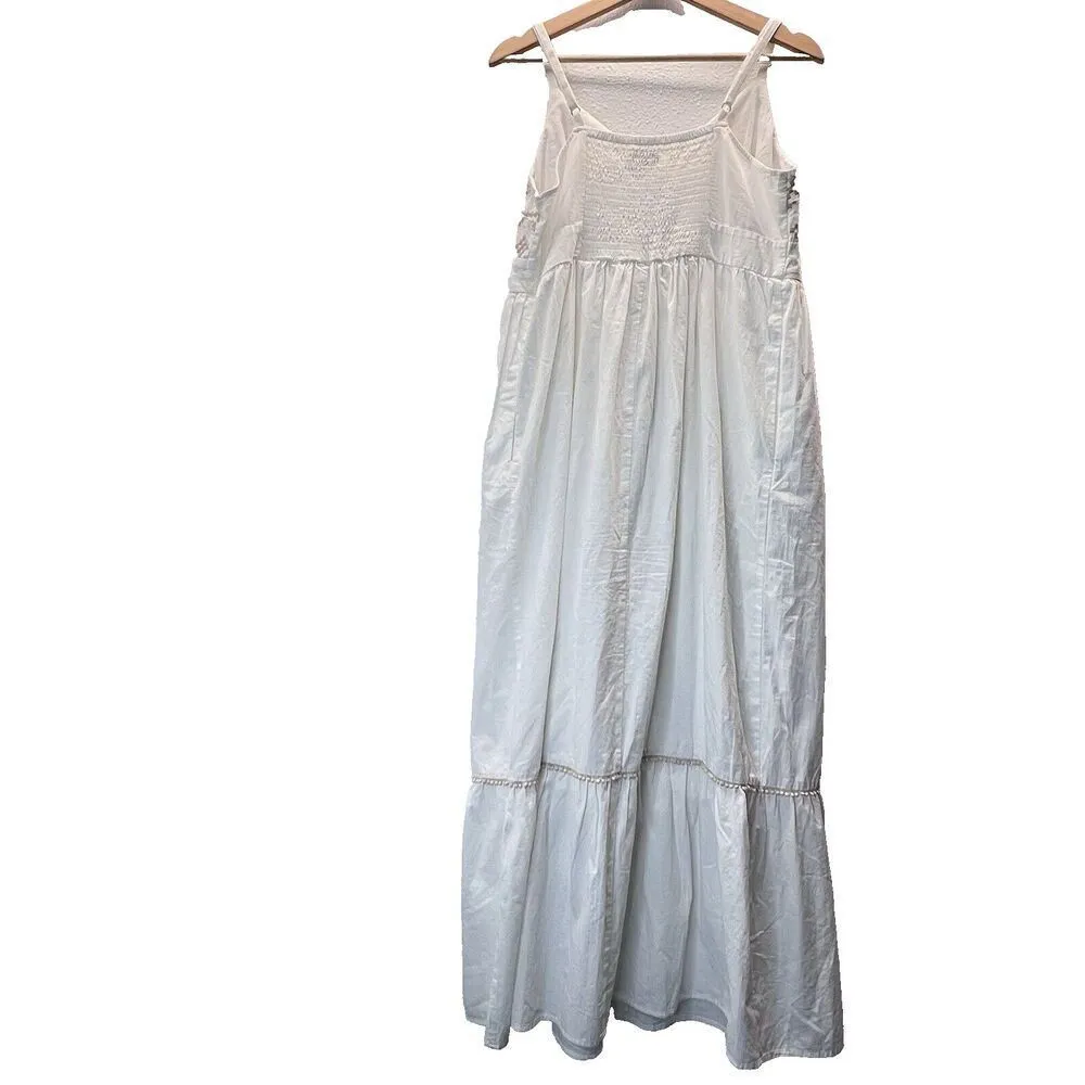 Ava & Viv Womens Size X Embroidered Boho pockets sleeveless white tan Maxi Dress - Image 7