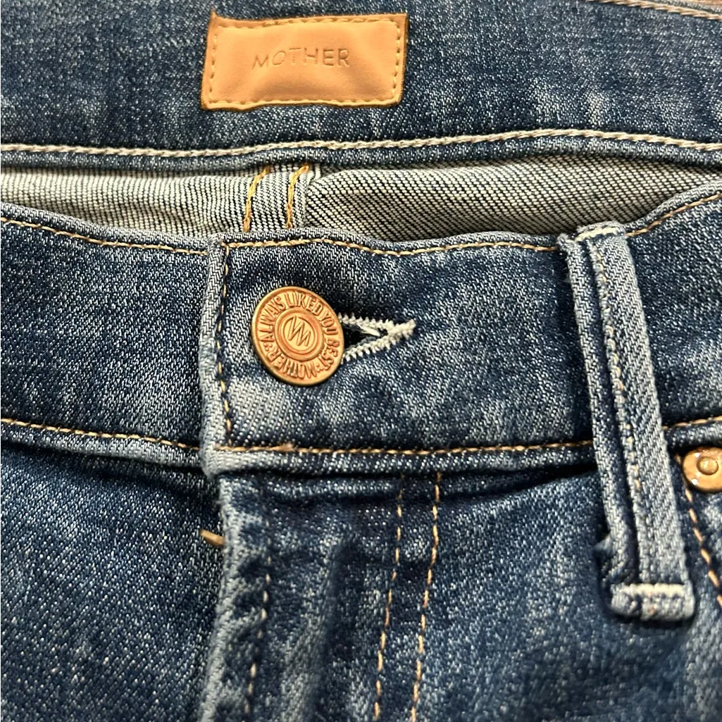 Mother The Outsider Crop Distressed Jeans Crazy Like A Fox Size 25 Blue - Image 12