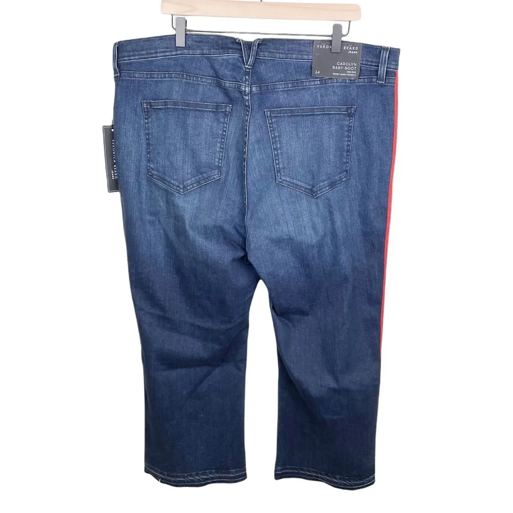 NEW Veronica Beard Jeans Carolyn Baby Boot in Midnight Red Stripe Plus Size 24 - Image 5