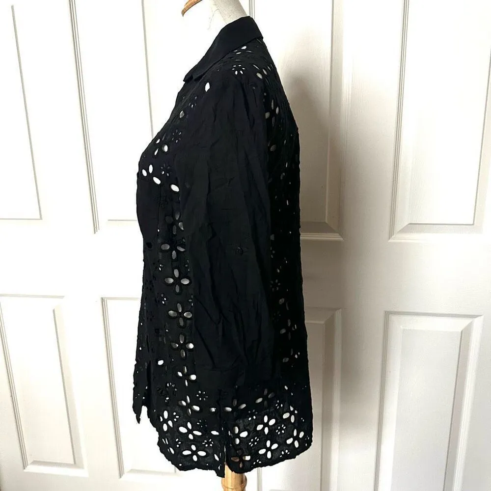 August Silk black long sleeved cut out shirt/dress - Image 4