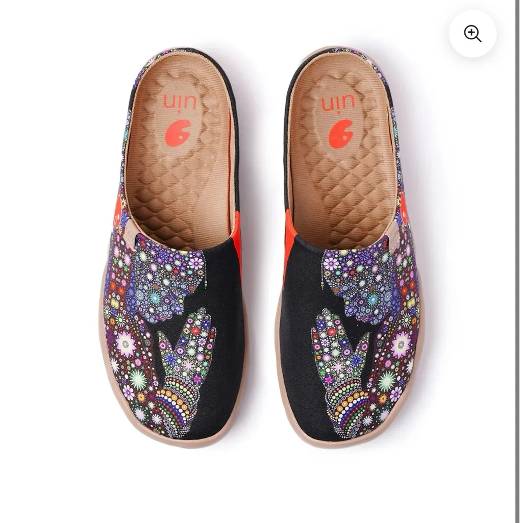 UIN Women's Blossom Slip On Shoes Colorful Comfortable Lightweight Sneakers Black Size 6 - Image 2