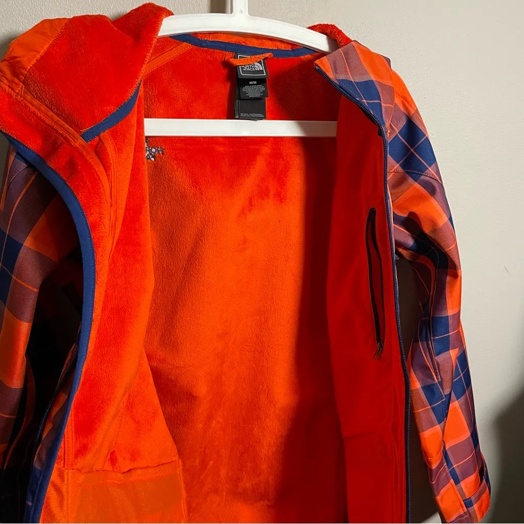 The North Face Morgan Plaid Softshell Jacket blue/orange medium - Image 3