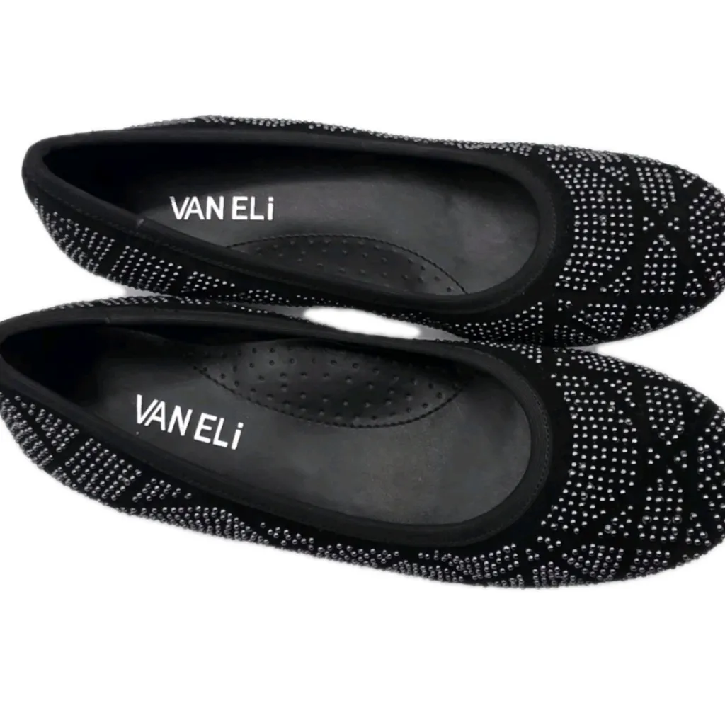 Vaneli Susan Studded Suede ballet flats Shoes Size 6N Black Padded Comfort Spark - Image 3