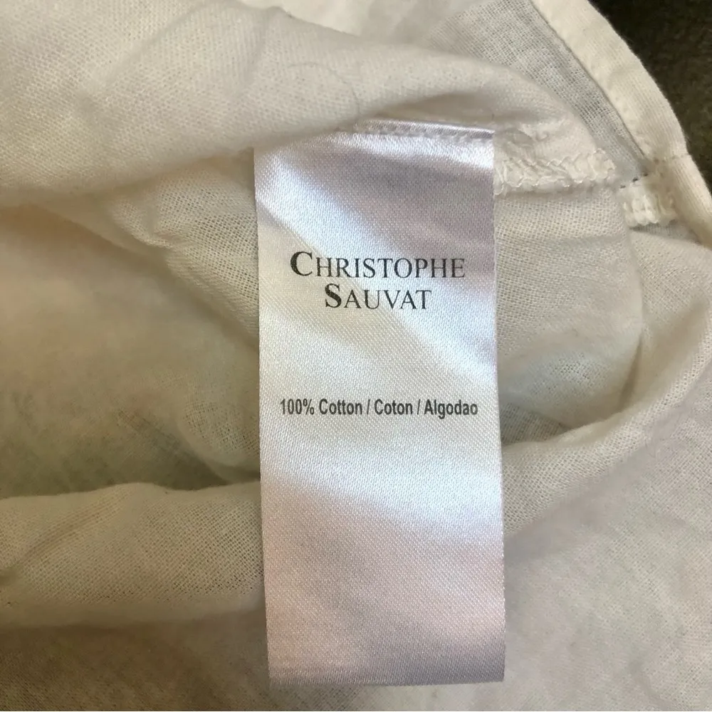 Anthro Christophe Sauvat Evil Eye Embroidered Peasant Top Tassels Boho Blue Sz A - Image 9