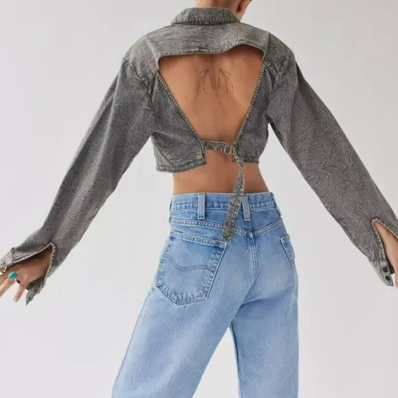 Urban Outfitters BDG Davidson Cutout Button Down Cropped Top - Image 2