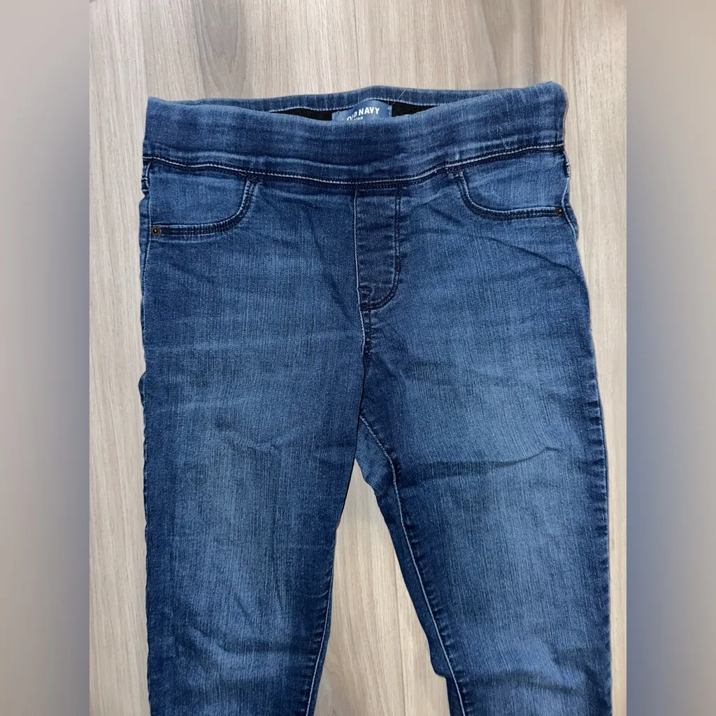 Old Navy Blue Denim Jean Material Rockstar Stretch  Jeggings Stretch Waist 4R - Image 2