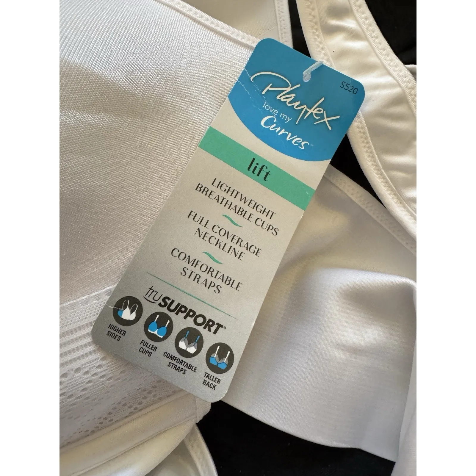 NWT Playtex Love My Curves White Satin Bras Size 36D Underwire Full Coverage (2) - Image 7