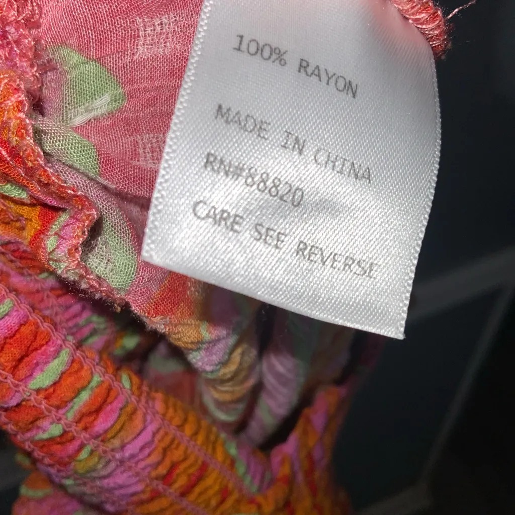 Cynthia Rowley Pink and Orange Tropical Print Wide Leg Pants - Large - Image 6