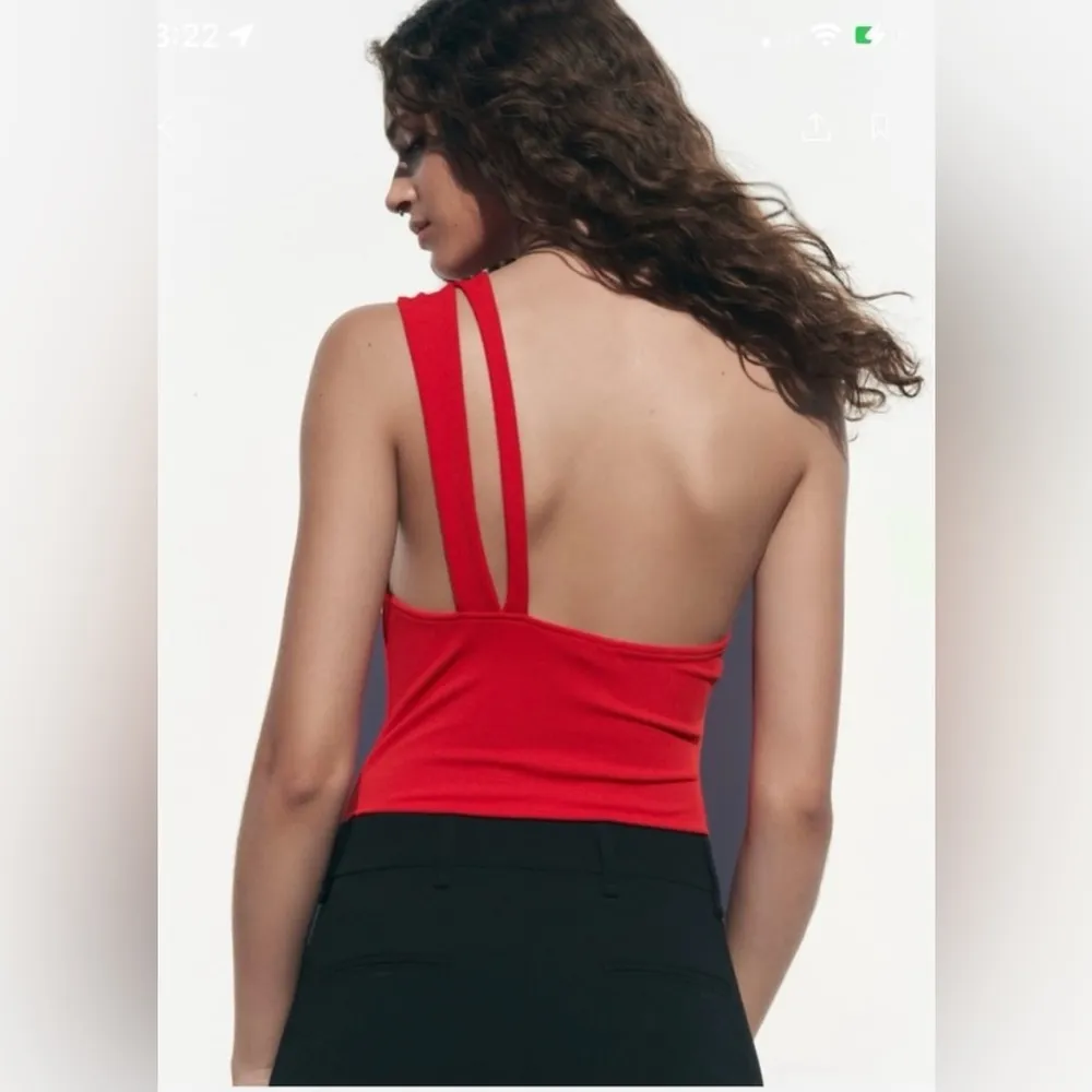 NWT ZARA Red Cross Strap Bodysuit with Silver Ring Hardware - Image 7