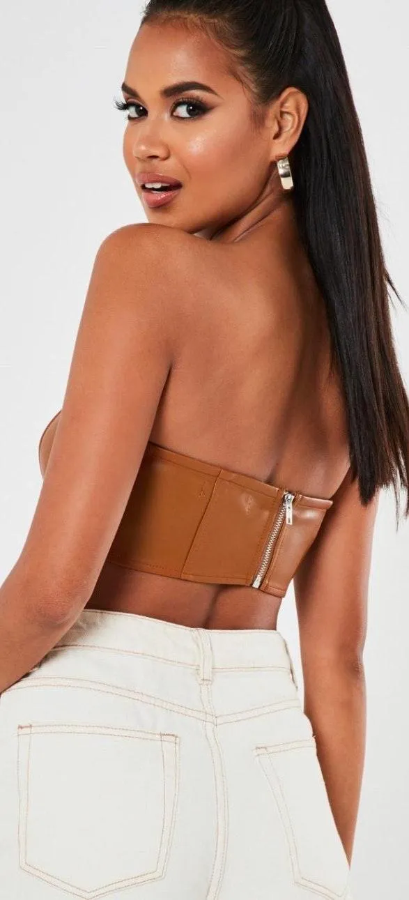 Brown Faux Leather Bandeau - Image 2