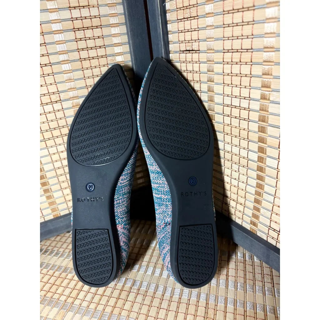 Women's Rothy's The Point II in Teal & Pink Tweed - Image 2