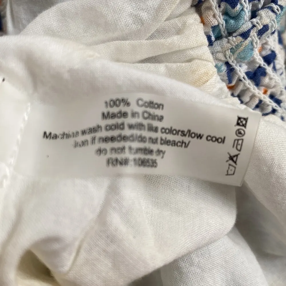 Sundays Indy Cotton Smocked Skirt Ditzy Floral Indigo Bloom Blue White Size XS - Image 7