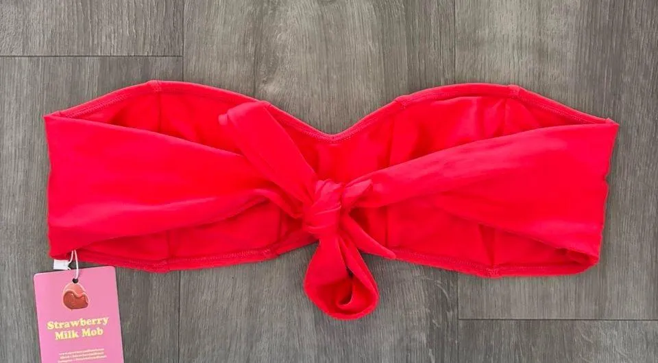 Strawberry Milk Mob Fitzgerald Top -bright red strapless bikini top - Image 3