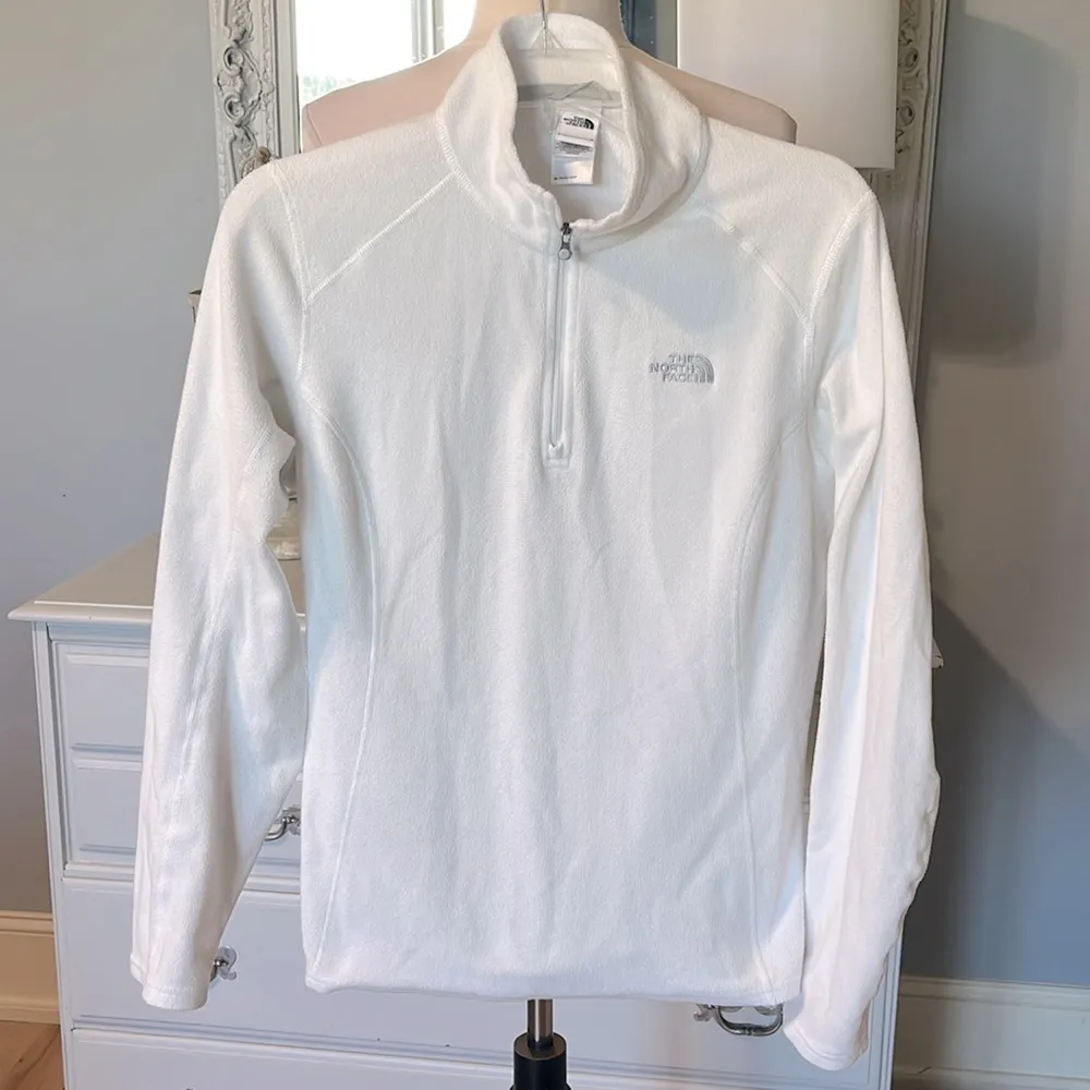 The North Face Lightweight Pullover White Long Sleeve Fleece Top Womens Medium - Image 2