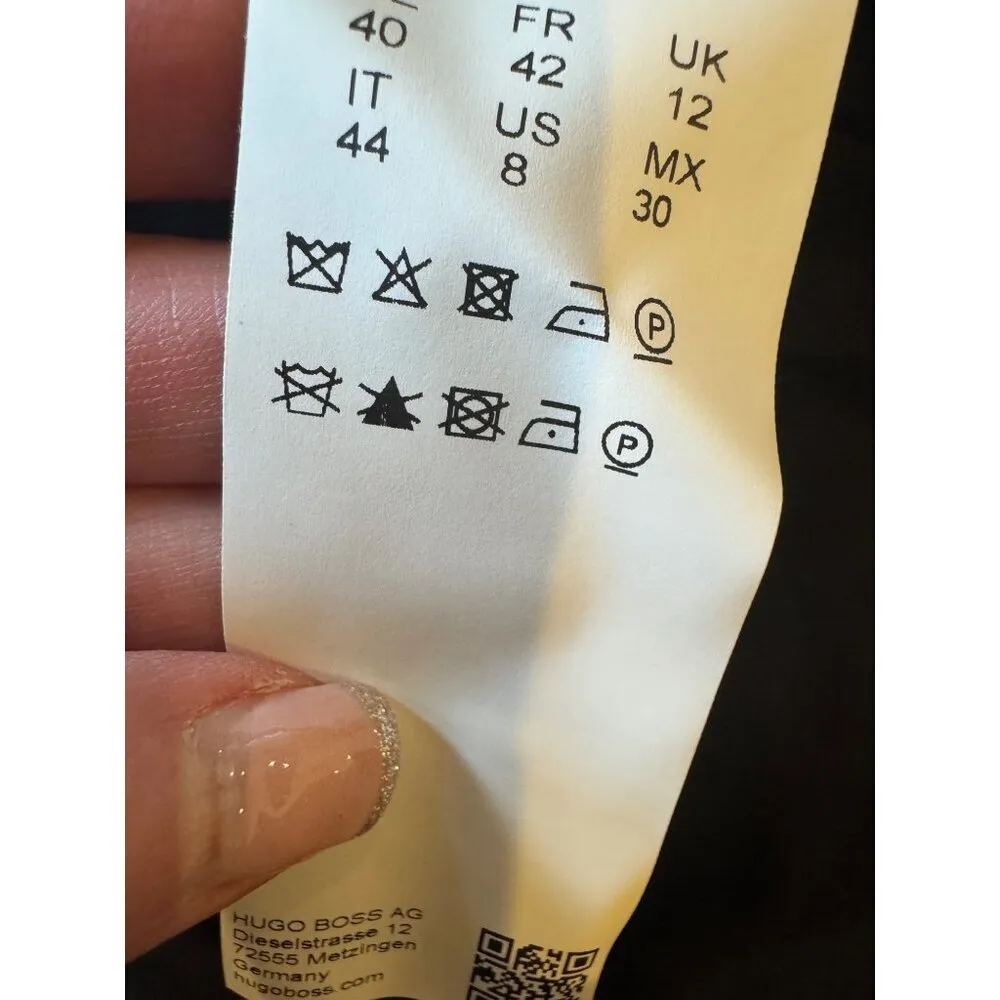 Boss Hugo Boss Jacket Women 8 Black‎ White Wool Blend Plaid Coat Preppy Career Black - Image 10