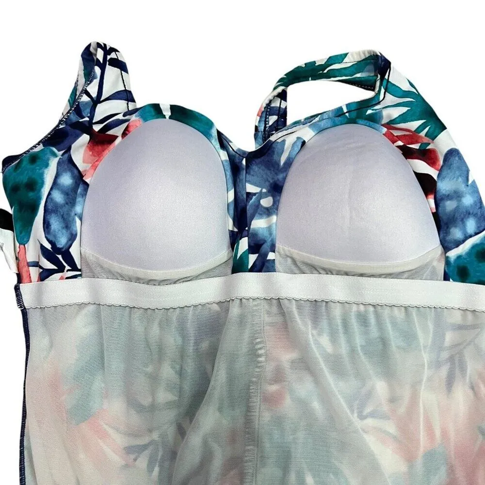 Maxine Of Hollywood Spa Shirred Girl Leg One Piece Swimsuit  Size 16 - Image 2