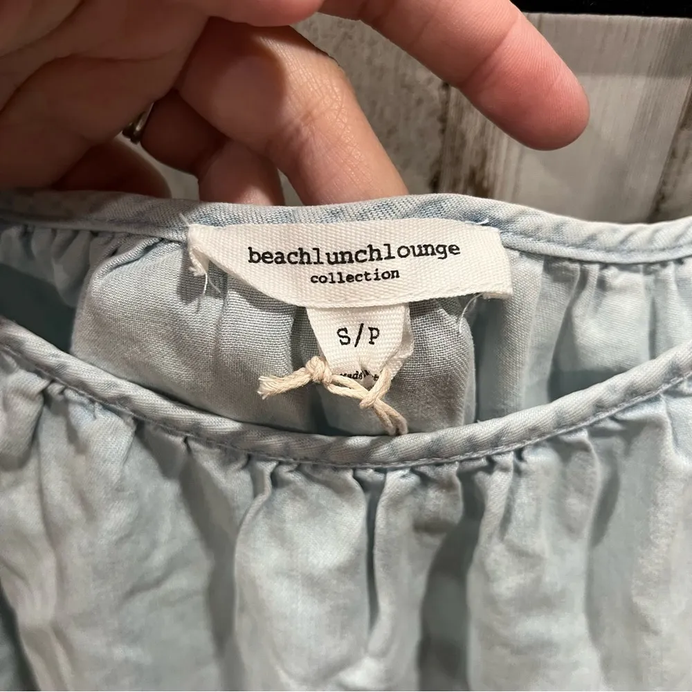 NWT Beach Lunch Lounge Chambray Lyocell Lexi Off The Shoulder Top Bell Sleeve - Image 2