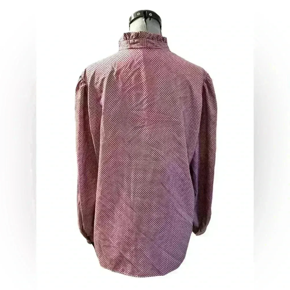 Vintage ALLYSON HOLLEY Top/Blouse Mauve BUTTON UP Silky RUFFLES XL Red Size L - Image 2