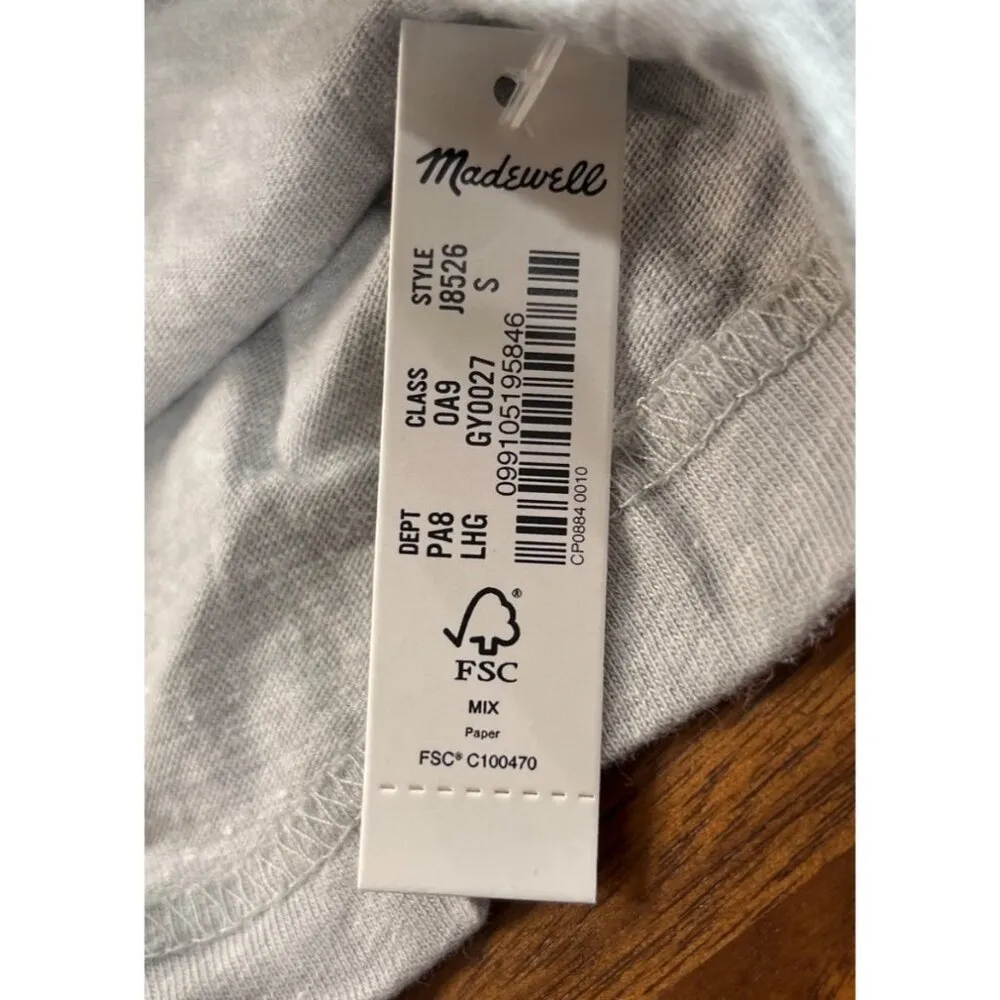 Madewell Northside Vintage Tee in Light Heather Grey Small New Womens Tshirt Top - Image 7