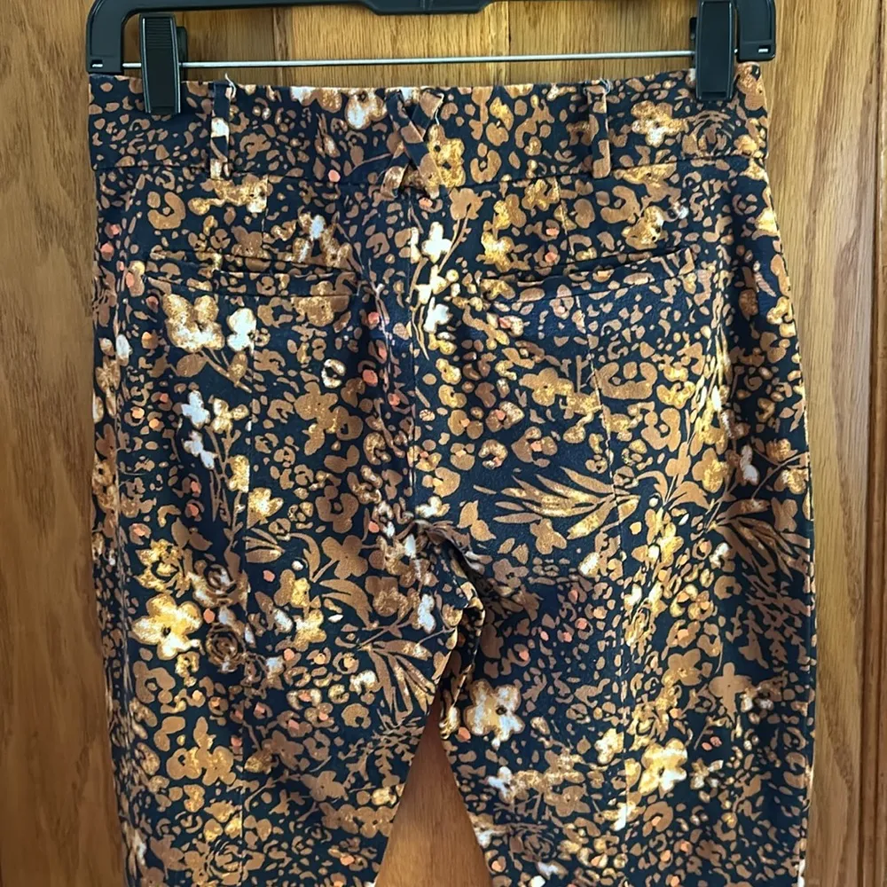 Anthropologie The Essential Slim Pants Floral & Leopard / Cheetah Print Sz 2 US - Image 4