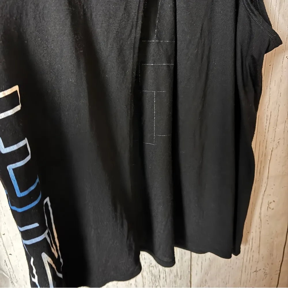 City Streets  Athletic Live Love Run Black Tank Top with Blue and White Print - Image 3