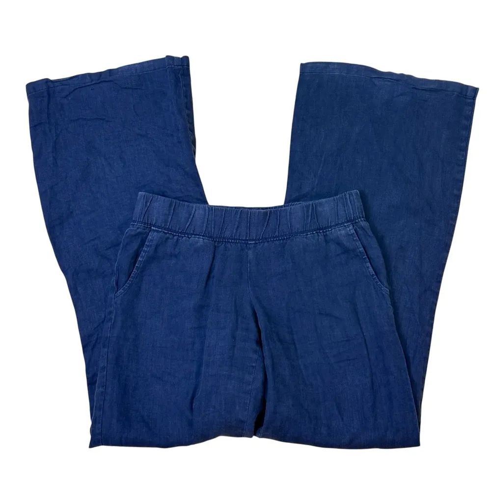 Lilly Pulitzer Beach Palazzo Pants Women’s XS 100% Linen Navy Blue Wide Leg - Image 5