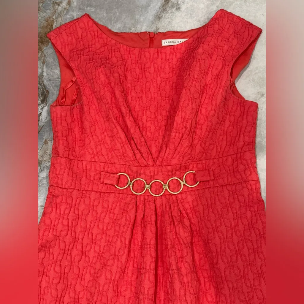 Sandra Darren  Vibrant Red Patterned Dress - Image 13