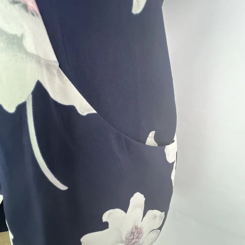 Sienna Sky Sz Medium Light Weight Open Front Blazer Jacket Navy and White Floral - Image 7