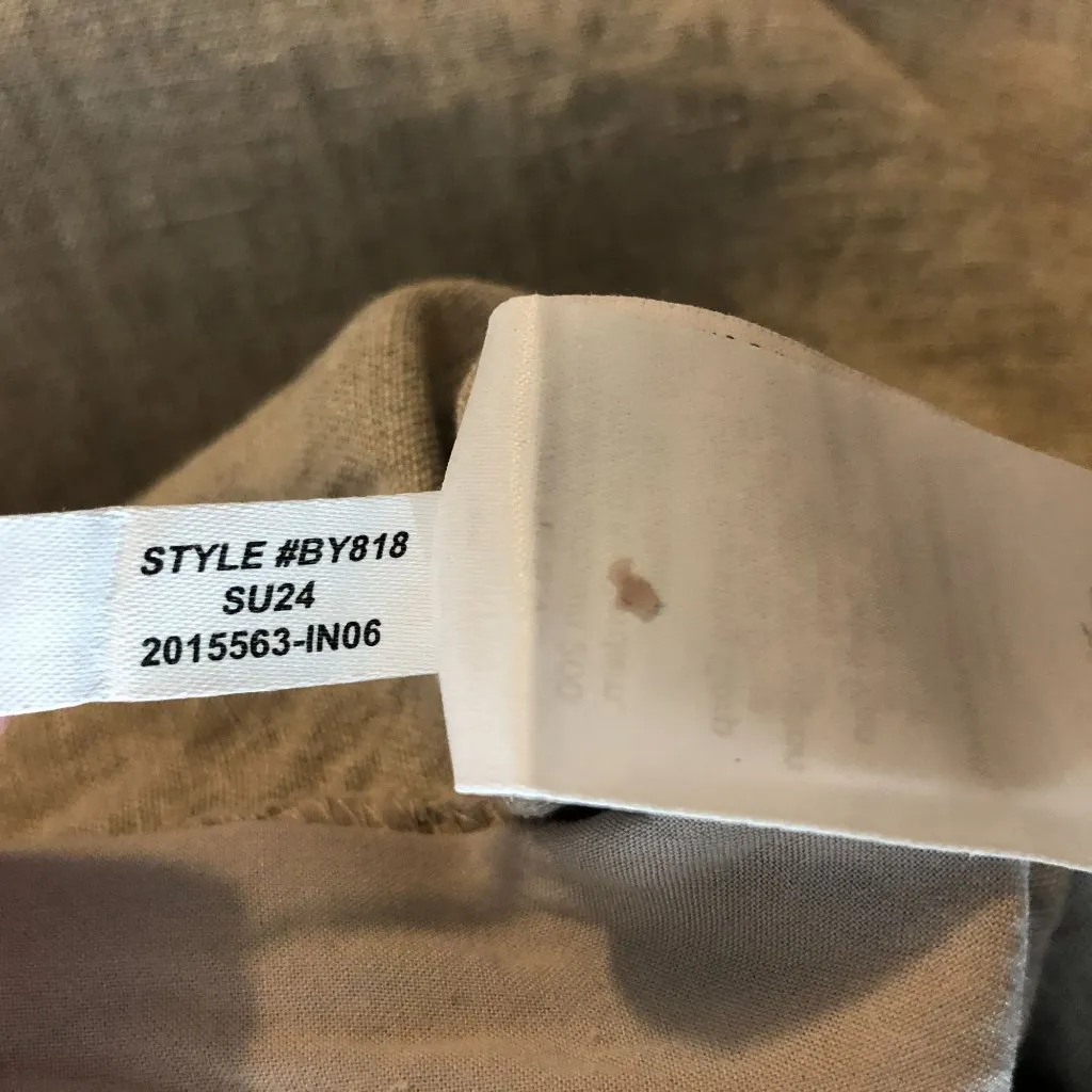 J Crew Womens Long Tropez Shorts In Linen Pull On Pockets Beige L - Image 5