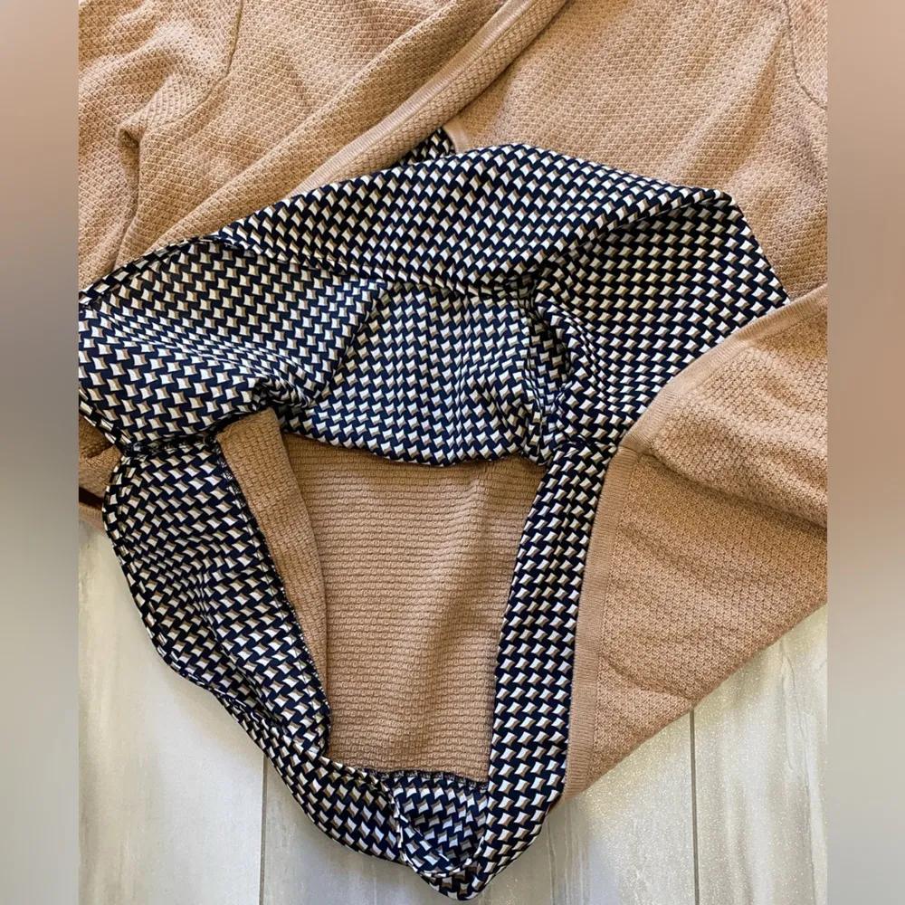 The Limited Faux Layered Tan Knit Sweater Top with 3/4 Length Sleeves, small - Image 4